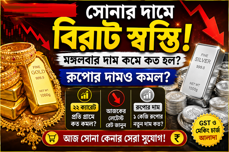 Gold Price Today আজ সোনা কেনার সেরা সুযোগ? মঙ্গলবার কমল সোনার দাম, রুপোর দরেও পরিবর্তন