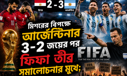 মিশরের বিপক্ষে আর্জেন্টিনার জয়ের পর ফিফা তীব্র সমালোচনার মুখে; কাসপারভ ও মরিনহোর তোপের মুখে